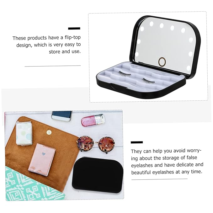 Organizer Box for Eyelashes Lash Tray Holder Led Lighted Lash Storage Case for Makeup