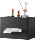 Sumnacon Tissue Box Cover with Storage Tray, Decorative Rectangular Tissue Holder PU Leather Facial Tissues Organizer Stylish Modern Tissue Dispenser for Bathroom Toilet Tank Vanity Dresser Table