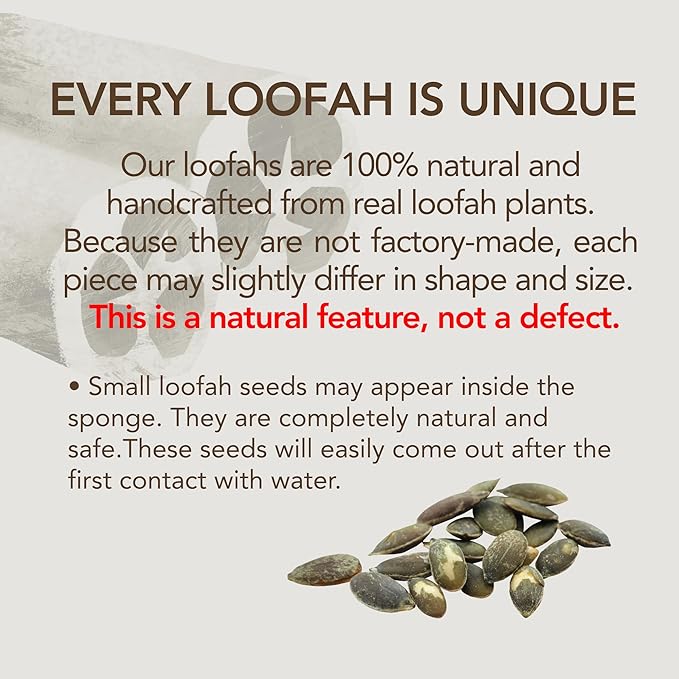 Loofah Sponge for Body Scrub, Exfoliating Body Scrubber & Loofah with Handle, Exfoliating Pads, Loofah for Women, Men & Kids (2 Count,1 Pack, Natural Cut)