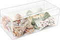 JessLab Hair Accessories Organizer for Girls, Acrylic Hair Bow Tie Clip Scrunchie Holder with Dividers, Clear Stackable Storage Box for Bathroom, Bedroom, Vanity Countertop, 1 Compartment