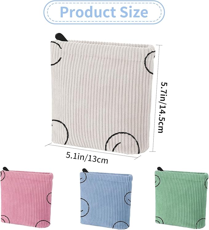2 PCS Corduroy Period Bag for women, Cute Sanitary Napkin Storage Bag Portable Period Pouch with Zipper, Sanitary Pads Bag Tampons Holder for Purse First Period