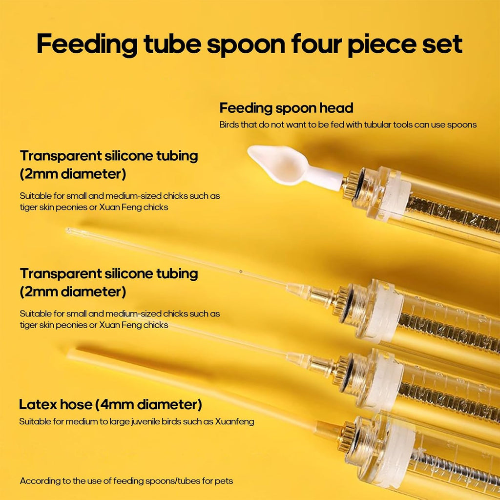 8 Pcs Bird Feeding Syringe Set Feeding Tubes for Baby Birds Parrot Hand Feeding Syringe Pet Syringe Feeding Tube Stainless Steel Metal Feeding Spoon Small Animals (30ml-Set of Eight)