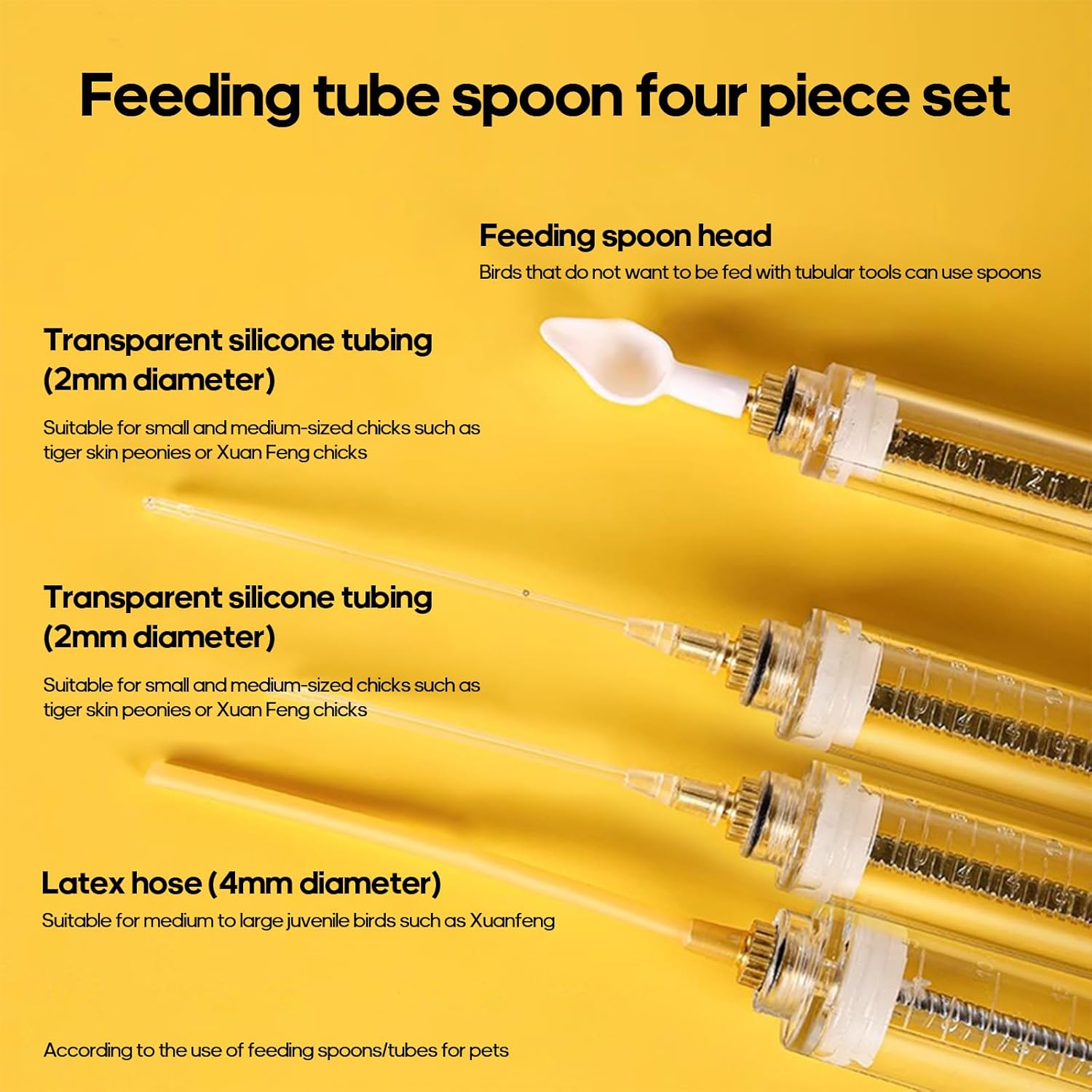 8 Pcs Bird Feeding Syringe Set Feeding Tubes for Baby Birds Parrot Hand Feeding Syringe Pet Syringe Feeding Tube Stainless Steel Metal Feeding Spoon Small Animals (20ml-Set of Eight)