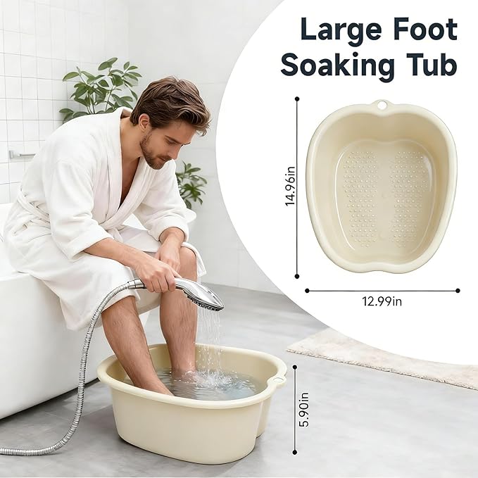 JOYMAY Foot Soaking Bath Basin, Soaking Tub, Large Basin, Feet Pedicure|Foot Massager, Ideal for Relaxation & Stress Relief - Perfect for Home & Spa Use (White)