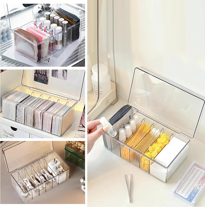 Lash Cart Organizer For Lash Techs,Acrylic Lashes Extension Organizers and Storage for Do Your Own Lashes and Brows at Home,Clear Container for False Eyelash Supplies, Separated Lashs Organizers Boxes