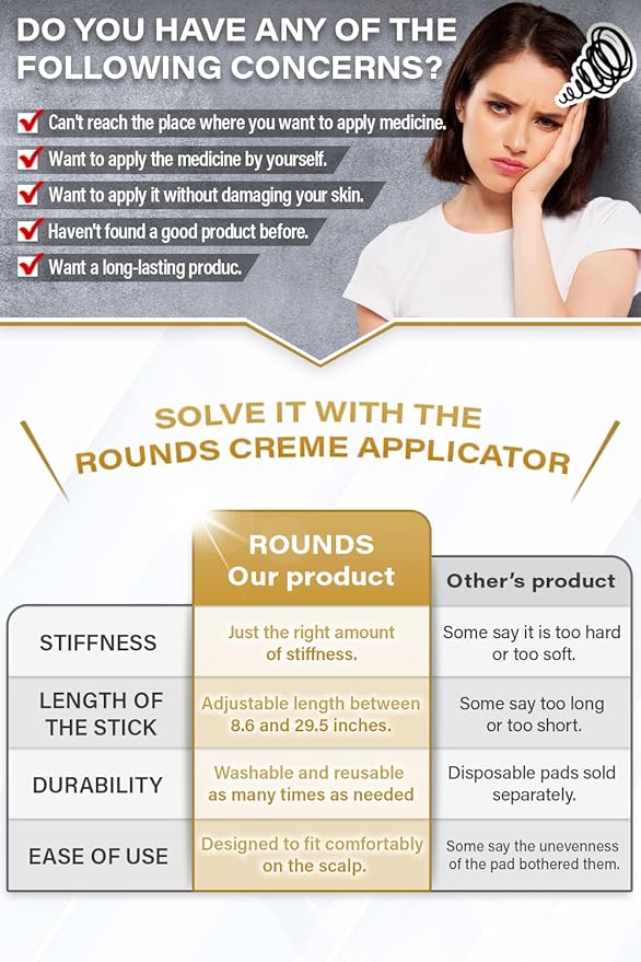 ROUNDS Cream Applicator for Back Telescopic Stick for Lotion Ointment Body Oil Medicine feet