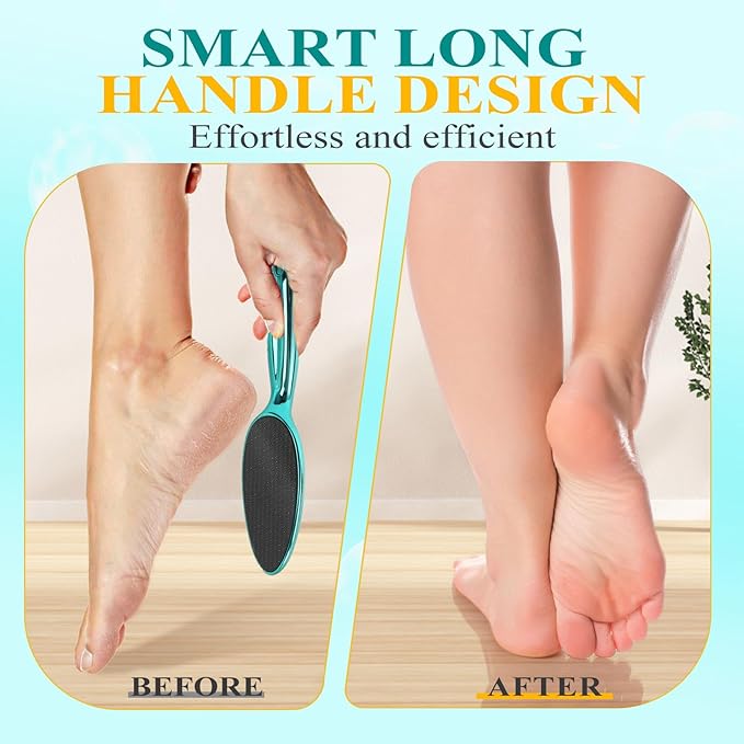 Glass Foot File, Foot Scrubber for Hard Skin Remover - Foot Callus Remover, Pedicure Tools for Feet Dead Skin, Foot Care for Women and Men, Gentle Effective Heel Scraper (Metallic Green)