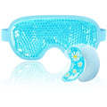 NEWGO Cooling Eye Mask for Puffy Eyes, Cold Eye Mask Eye Ice Pack for After Eyes Surgery, Tension Stress Relief, Itchy Eyes, Headaches, Dark Circles - Blue (1 Set Eye Pad and Eye Mask)