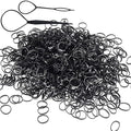 2000 PCS Black Hair Accessories Set: Mini Elastic Ponytail Bands, Non-Slip Small Ties for Girls, Soft Rubbers with 2 Topsy Tail Tools