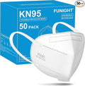 Funight KN95 Face Mask 5-Ply Breathable Filter Efficiency≥95% Protective Cup Dust Disposable Masks Against PM2.5 White 50 Pack