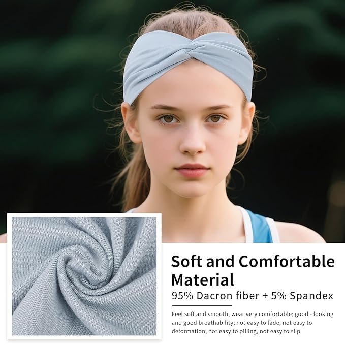 12 Pcs Stretchy Headbands for Women, Absorbed Sport Headband Soft Twist Knotted Hairbands for Daily Life Yoga Workout (Neutral Color 1)