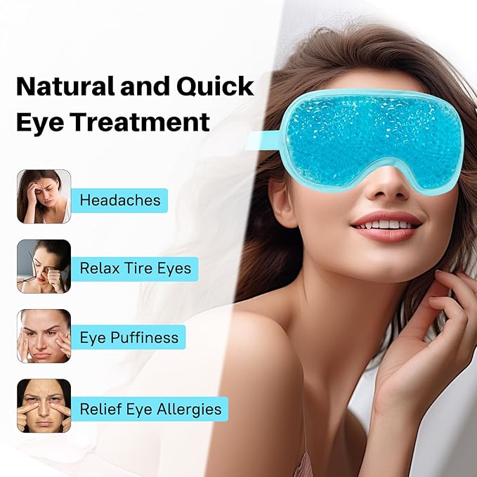 Permotary 2 Pack Gel Ice Eye Mask Cold Therapy Cooling Eye Mask for Relaxtion,Puffy Eyes Relief Reusable Cold & Warm Compress for Puffiness,Dry Eyes,Headaches,Migraines,Stress Relief,Post Surgery