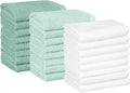 Amazon Basics Cotton Washcloths for Bathroom,Fast Drying,Extra Absorbent,12 x 12 in,Seafoam Green,Ice Blue,White,(Pack of 144)