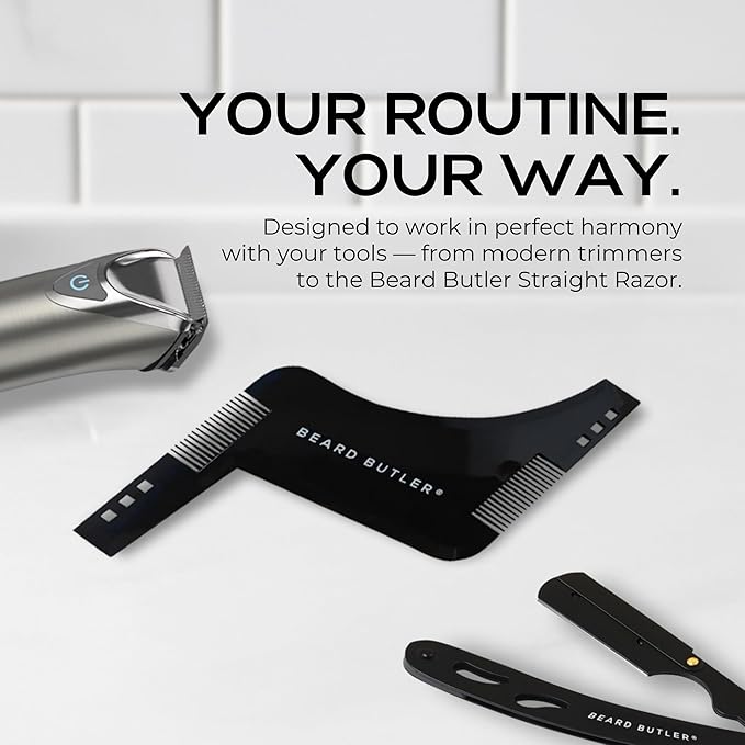 Beard Butler® ‘The Original’ Beard Shape Up Tool for Men – Precision Beard Template & Lineup Tool – Achieve Sharp Edges, Clean Lines & Perfect Symmetry – Shaping Guide for Jawline & Neckline