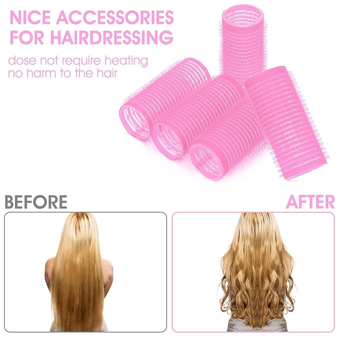 18pcs Self Grip Small Hair Rollers with Rat Tail Comb Plastic Hair Rollers Small Heatless Roller Hair Curlers for Pro Salon Hairdressing and DIY Hairstyles (0.98 X 2.44 Inch)