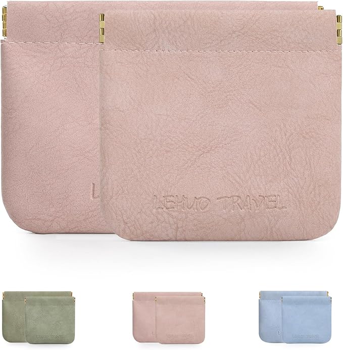 RIGHT AWAY 2 PCS Small Makeup Bag for Purse,Mini Cosmetic Organizer Make Up Bag for Women,Squeeze Coin Purse Pouch,Portable Tiny Makeup Pouches for Cosmetic Accessories,Lipstick, Jewelry, Card, Coins