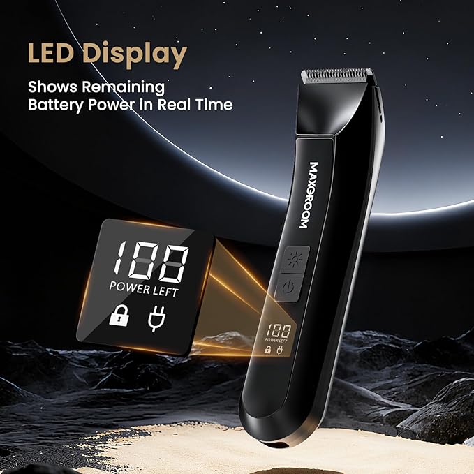 Manscape 3-In1 Body & Pubic Hair Trimmer for Men, IPX7 Waterproof Ball & Groin Shaver with LED Light, Electric Razor with Travel Pouch & USB Rechargeable, Gifts for Men (Black)