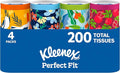 Kleenex Perfect Fit Facial Tissues, 4 Cannisters, 50 Tissues per Can, 2-Ply (200 Total), Packaging May Vary