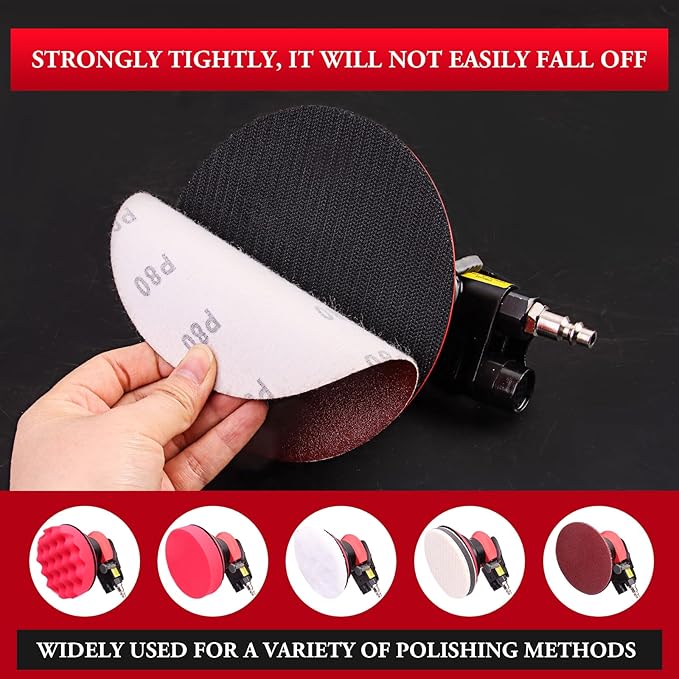 pneumatic Air Sander 5/6 Inch DA Palm Sander for auto body, High Speed Random Orbital Sander for Woodworking & Auto Polishing (6 Inch)