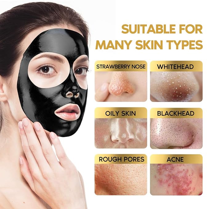 YLNALO Blackhead Remover Mask Kit, Charcoal Peel Off Facial Mask with Brush and Pimple Extractors, Deep Cleansing for Face Nose Blackhead Pores Acne, For All Skin Types (3.5 Fl.oz)