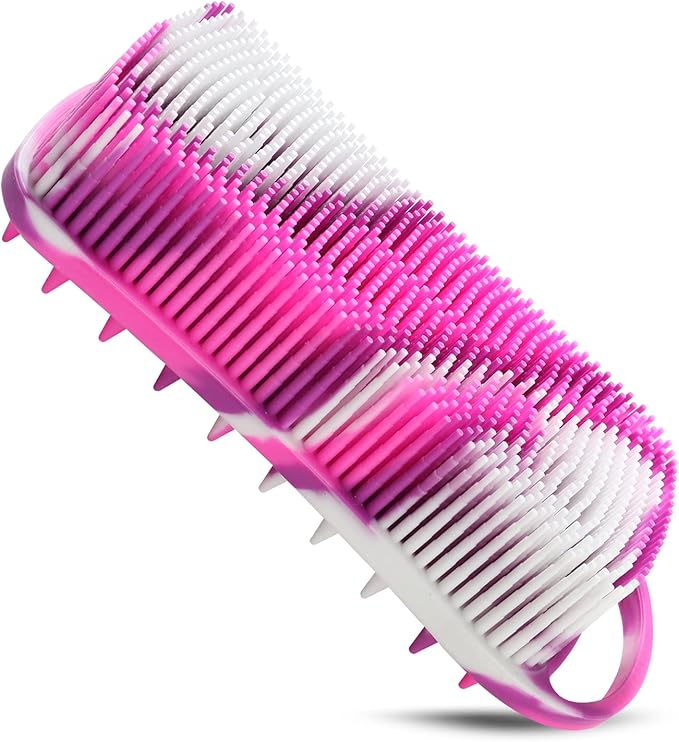 2PCS Silicone Body Scrubber, Loofah for Women, Gentle Exfoliating Shower Cleaner Bath Brush, Rubber Body Wash Deep Cleaning & Exfoliator & Massage, Travel-Friendly for Bathroom