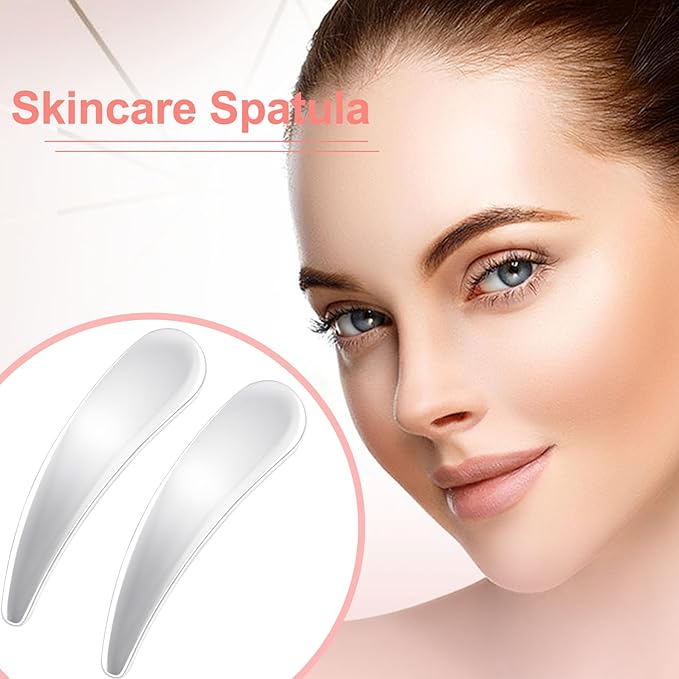 3pcs Mini Stainless Steel Makeup Spatula, Reusable Cosmetic Cream Spatulas Spoon, Skincare Scoop Applicator Facial Massage Beauty Tools for Mixing and Sampling Face Eye Cream- Silver