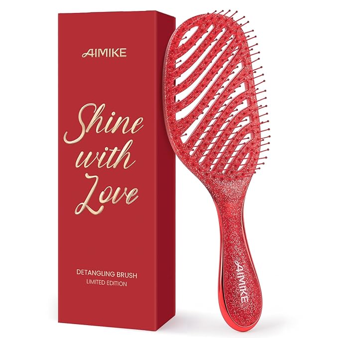 Gift for Women, Gifts for Kids & Teen Girls, AIMIKE Painless Detangler Hair Brush w/Soft Bristles, Extra Gentle Wet & Dry Brush for Fine or Daughter’s Hair, Ideal Holiday Presents