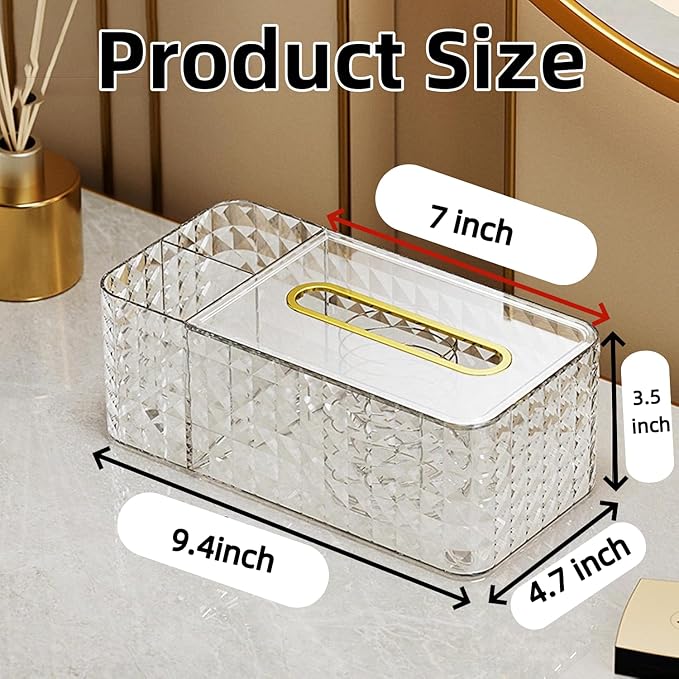 Tissue Box Cover Rectangle,Tissue Holder Napkin Dispenser for Bathroom Bedroom Living Room Office (White)