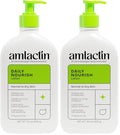 AmLactin Daily Nourish Therapeutic Body Lotion for Dry Skin - No-Scrub Exfoliator and Moisturizer 12% Lactic Acid Lotion,14.1 oz (Packaging May Vary),(Pack of 2)