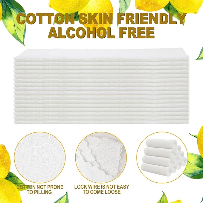 Hot or Cold Moist Cotton Towel Bulk Moist Towelettes Individually Wrapped 8.7" x 8.7",White Towel Services,Refreshment Pre Moistened Towels Lemon Scent for Travel Sport Party Spa Dentist Hote100