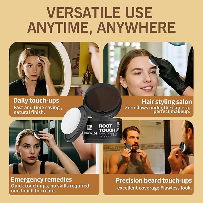 Hairline Powder (Black) Hair Color Shadow, Instantly Cover Gray Hair, Touch-Up for Thin Hair - 4g