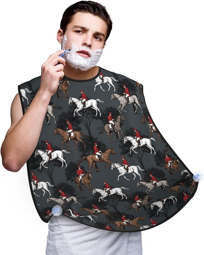 Beard Trimming Hair Catcher, Vintage Running Horses Trees Shave Bib, Non-Stick Bib Apron Waterproof, Shaving Tool for Men for Husband Father’s Day