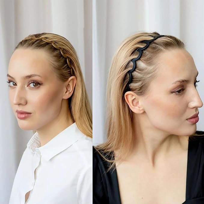 6 PCS Zig Zag Headbands Plastic Wavy Hair Head Band Comb with Teeth Hoop Accessories for Women Men Girls, Matte Retro Color