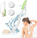 Fanwer 3 in 1 Lotion Applicator for Back Self Elderly & Back Bath Brush for Shower for Men and Women with Long Handle, 18.9in Curved Long Handled Shower Body Brush, Back Scrubber for Shower