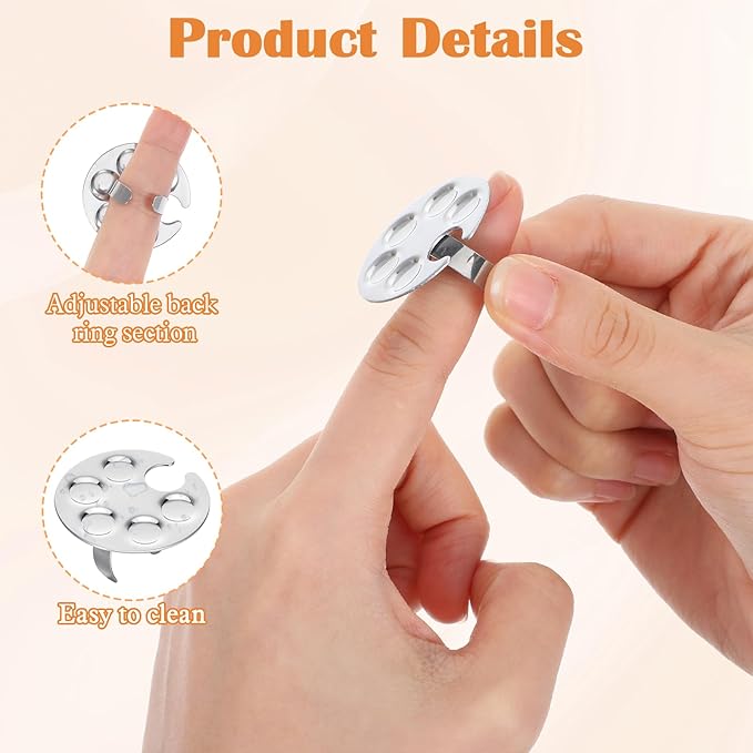 4 Pack Mini Nail Art Palette, Nail Polish Mixing Plate Metal Manicure Palettes Tools with Finger Rings Nails Art Tools Makeup Palette for Mixing Nail-Art Foundation Cosmetic