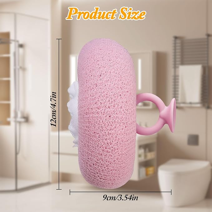 2Pcs Upgrade 2-in-1 Sunflower Bath Ball,Super Soft Sunflower Suction Cup Bath Ball，Bath Loofah with Suction Cup, Exfoliating Bath Sponges for Shower Women Men(Beige+Purple)