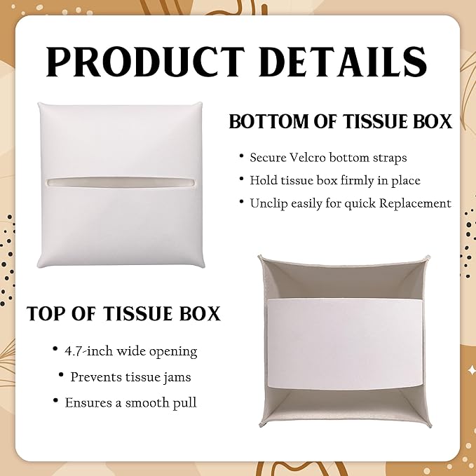 Botanical & Cross Design Tissue Box Cover - He Is Risen & Rejoice PU Leather Waterproof Tissue Holder - Easter Facial Paper Organizer for Home Bathroom Office -Desk Easter Decorative Dispenser Box-B06