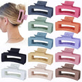 12 Pcs Medium Hair Clips, 3.5 Inch, Colorful - Hair Clips for Thick and Thin Hair, Square Claw Clips, Jaw Clips, Bulk Hair Accessories for Women and Girls