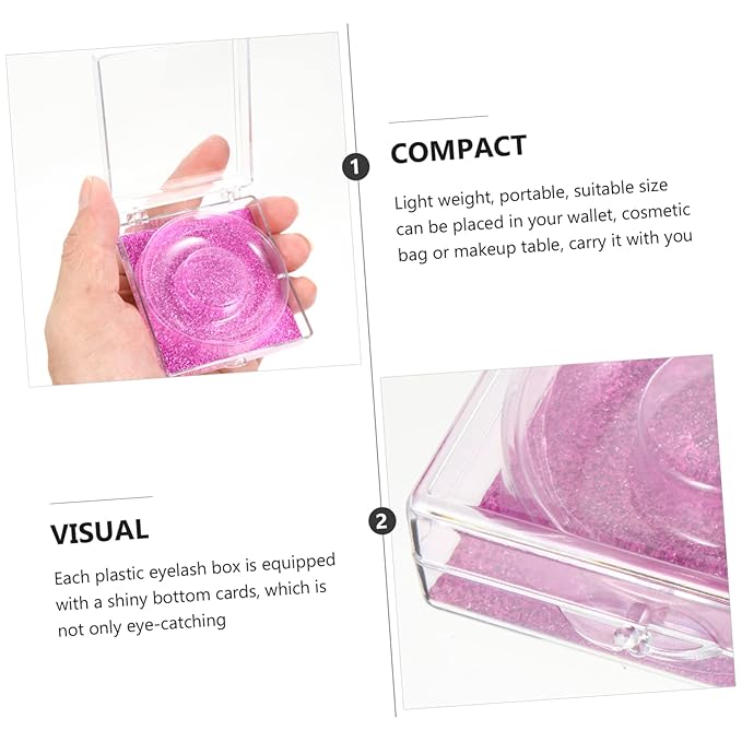 6pcs Square Glitter Eyelash Box Lash Tray Holder False Eyelash Case for Extensions