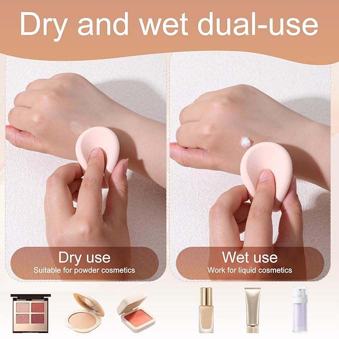 2Pcs Round Makeup Sponges for Foundation with 1 Travel Case, Face Sponge Foundation Sponges, Cosmetic Sponge for Makeup, Sponge-Replacement for Cosmetic, Sensitive and All Skin