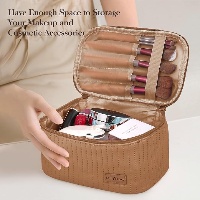 Makeup Bag Travel Cosmetic Bag, Large Capacity Makeup Organizer Bag and Storage, Portable PU Leather Pouch Toiletry Bag Make up Organizer, Cosmetic Bags for Women