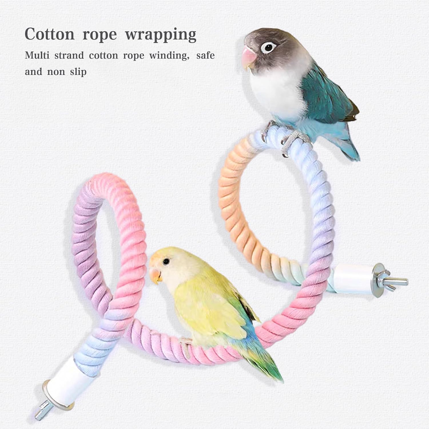 1pcs Gradient Colorful Bird Rope Perch Stand,Bird Cage Climbing Rope Toys Accessories,Bendable Climbing,Parakeet Lovebirds Cockatiels Budgies Play (31.4'')