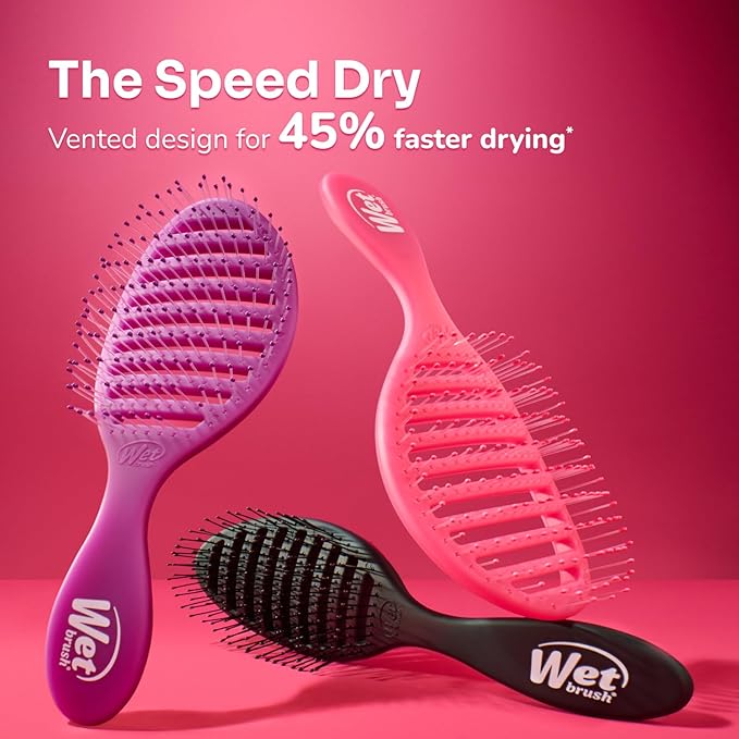 Wet Brush Speed Dry Hair Brush, Purple, Vented Design & Soft HeatFlex Bristles, Blow Dry Safe, Ergonomic Handle Manages Tangles & Uncontrollable Strands, Pain-Free Hair Accessories