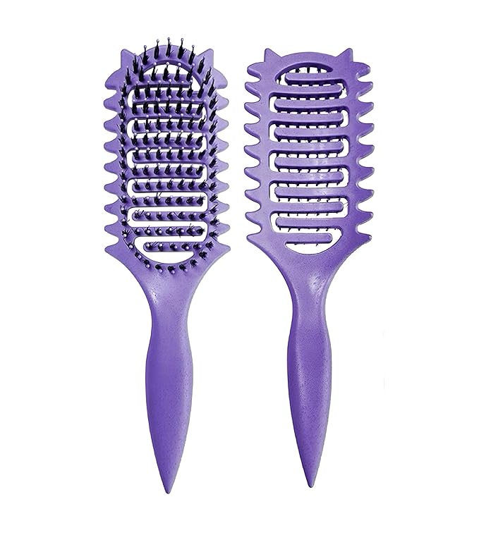 New Curly Hair Brush Ventilated Boar Bristle Hair Brush,Curl Defining Brush,For Curly Hair Wet,Curl Defining Brush For Women And Men (Purple)