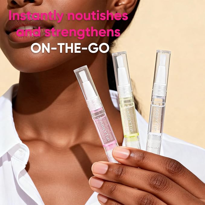 Nail Strengthen Oil Pen | Fast-Absorbing Cuticle Oil with Biotin & Ginseng | For Brittle & Peeling Nails | Jasmine, Rose, Lemon Scents | Home, Office, Travel Use (Jasmine)