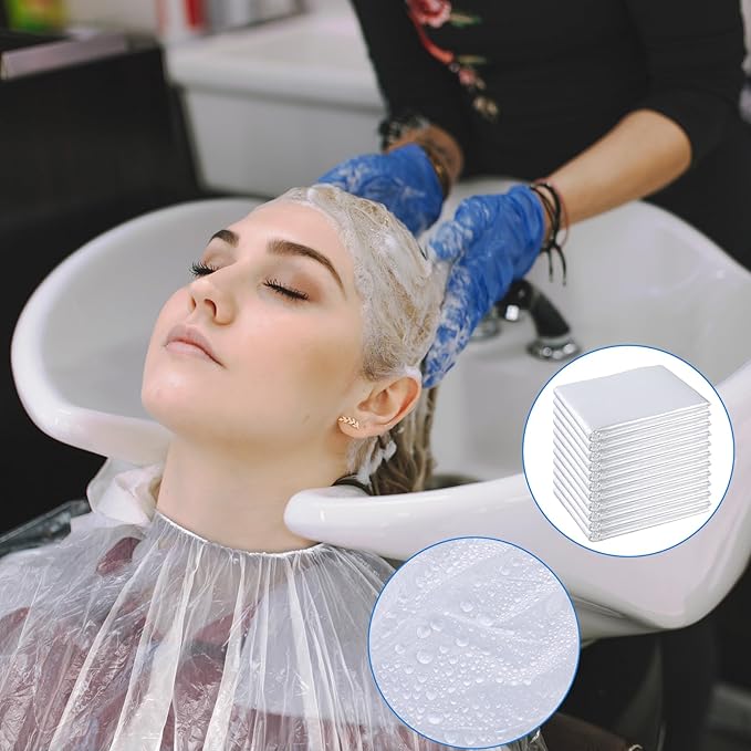 50 PCS Disposable Barber Cape, Waterproof Salon Cape Plastic Professional Hair Cutting Capes Hairs Stylist Capes Salon for Hairdresser Artist Clients Home and Salons Use-40 X40 Inch