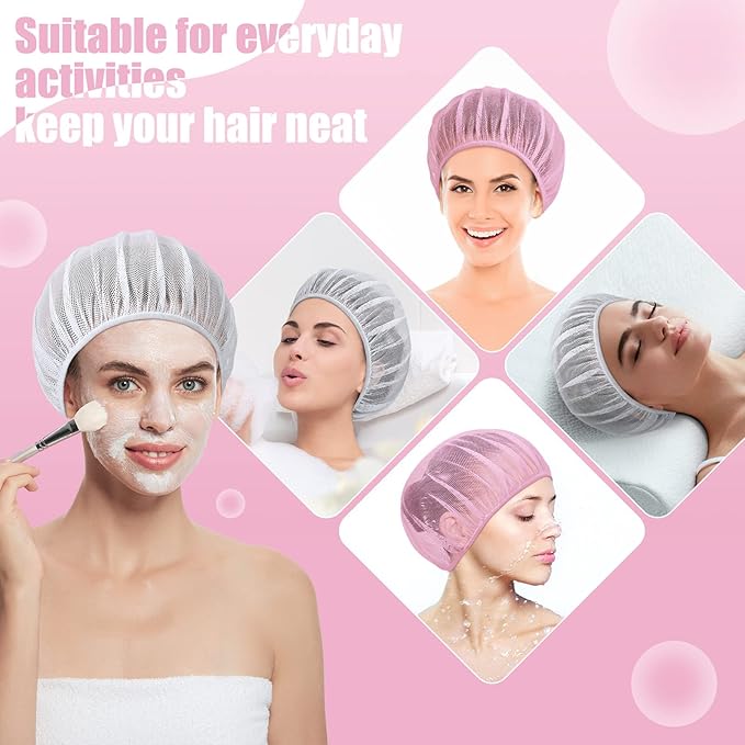 Chuarry 4 Pcs Mesh Sleep Bonnet for Sleeping Night Curly Hair Nets Sleep Caps for Women
