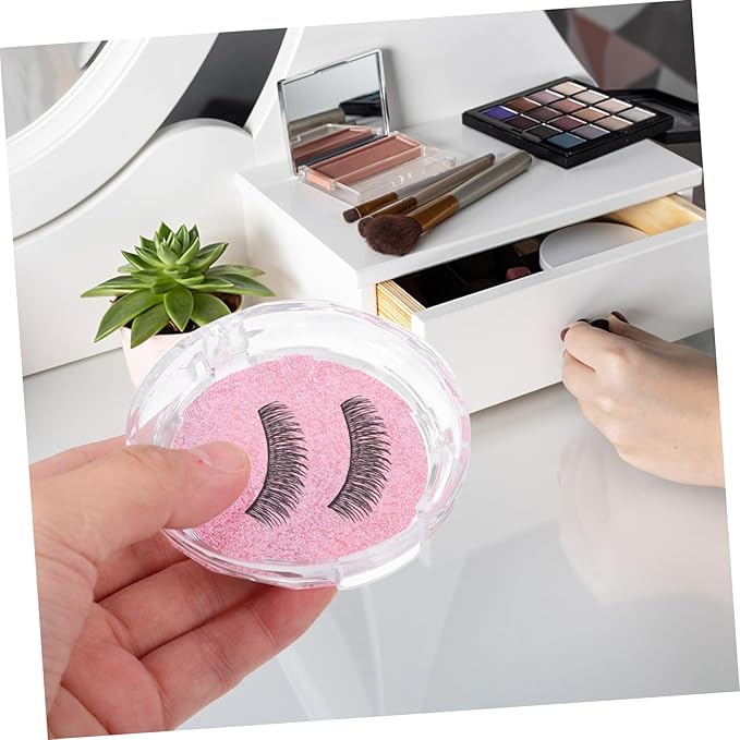 FRCOLOR 3 Pcs Eyelash Storage Boxes with Crystal Glitter Base Cards Portable False Eyelash Cases for Travel and Makeup Organization for Clean and Safe Storage