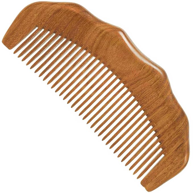 Wooden Beard Comb for Men, Fine Tooth Wooden Comb for Women - Green Sandalwood