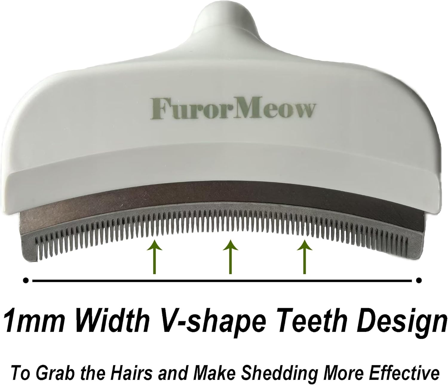 Pet Deshedding Tool with Curve Blade, Cat Grooming Brush, Tight V-shaped Teeth Shedding Comb for Cats and Dogs (White, Large)